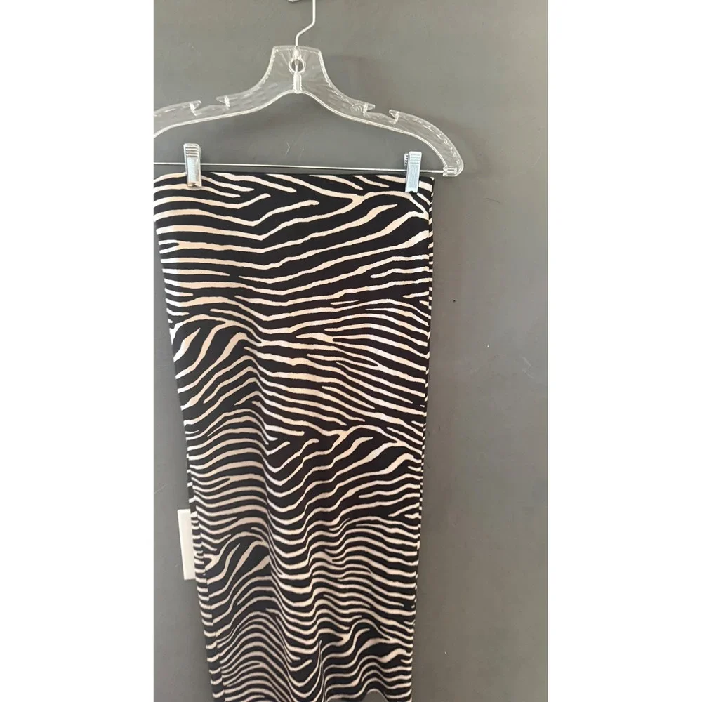 HM Womens‎ Zebra Print Midi Pencil Skirt Black White Stretch S Party Career